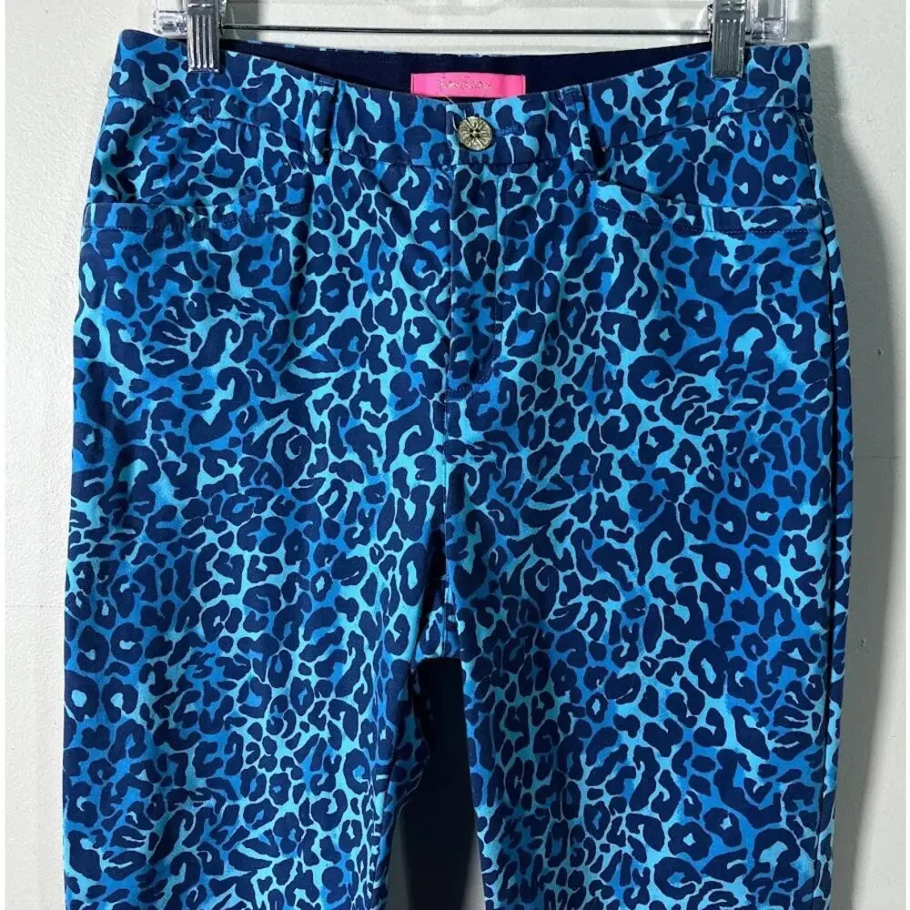 Lilly Pulitzer Kelly Stretch Pant Oyster Navy Bay My‎ Favorite Spot Size 10 - Picture 2 of 7